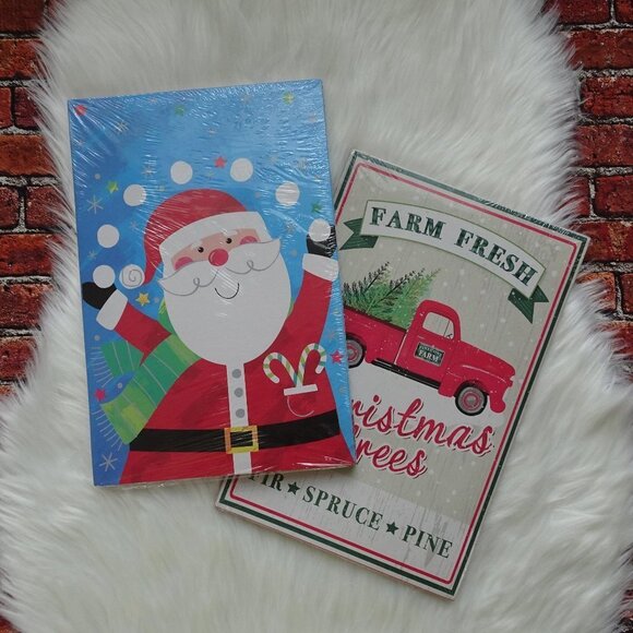 💰3/$25 2-Pack (6 Boxes) Christmas House Gift Boxes Santa Bear Farmhouse - Picture 1 of 5